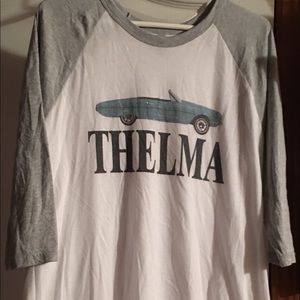 Grey and white 3/4 sleeve shirt